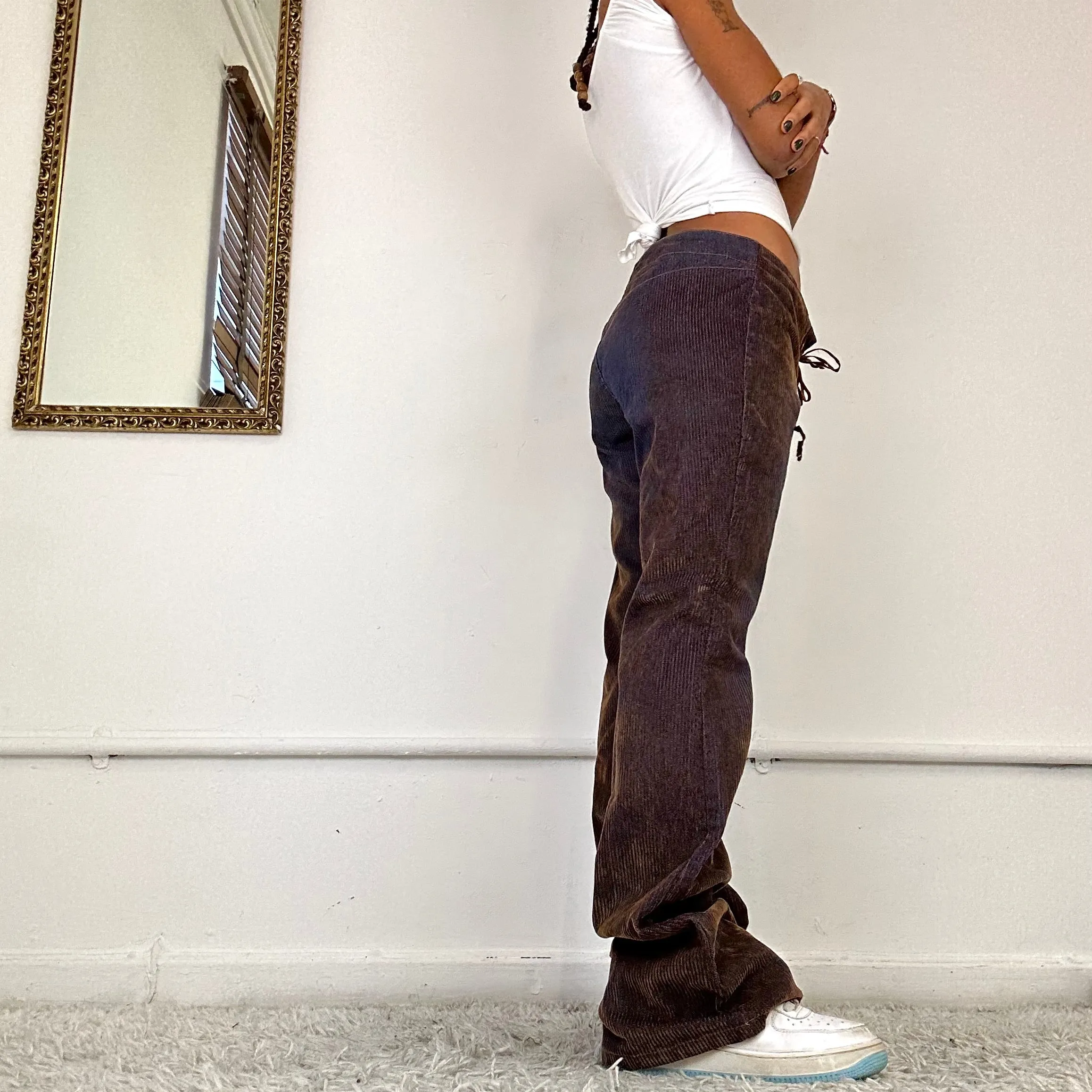 00s corduroy two tone flared jeans