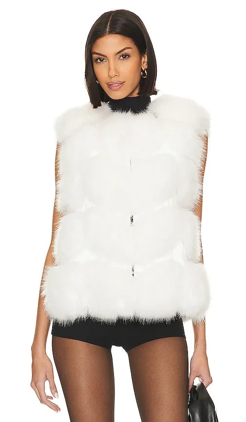 Adrienne Landau Faux Fur Vest in White