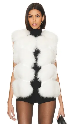 Adrienne Landau Faux Fur Vest in White