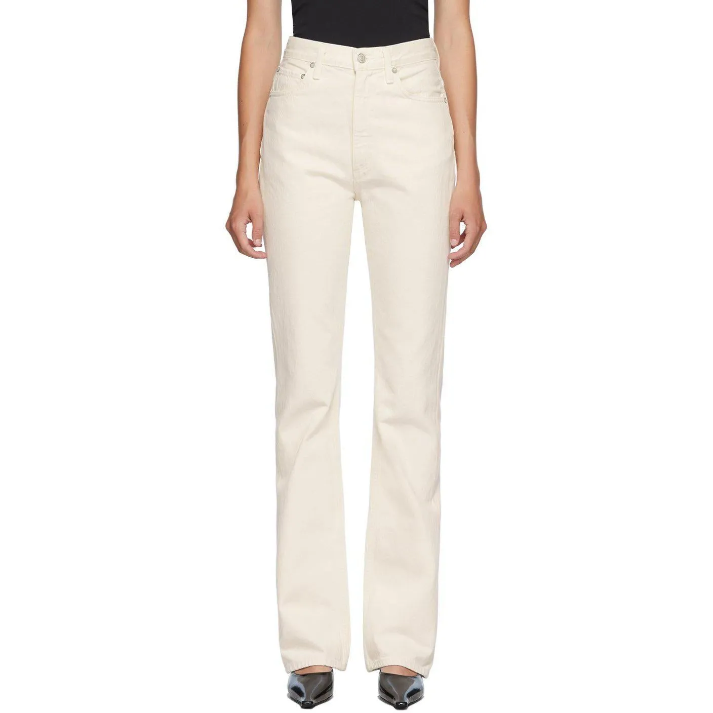 AGOLDE Off-White Vintage High Rise Flare Jeans