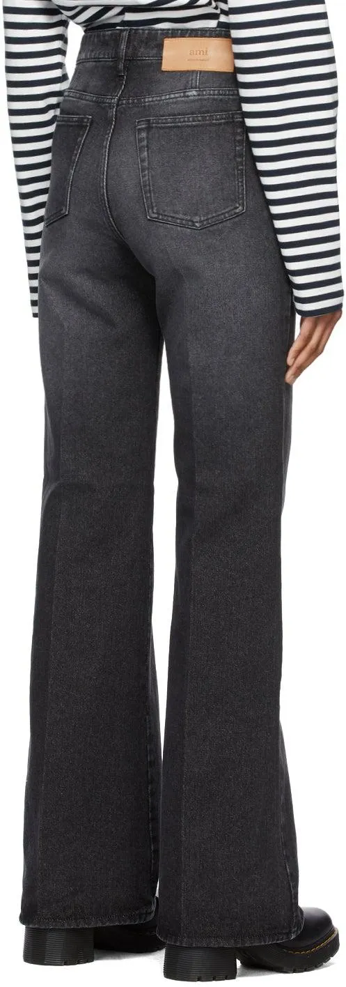 AMI Alexandre Mattiussi Grey Denim Flared Jeans