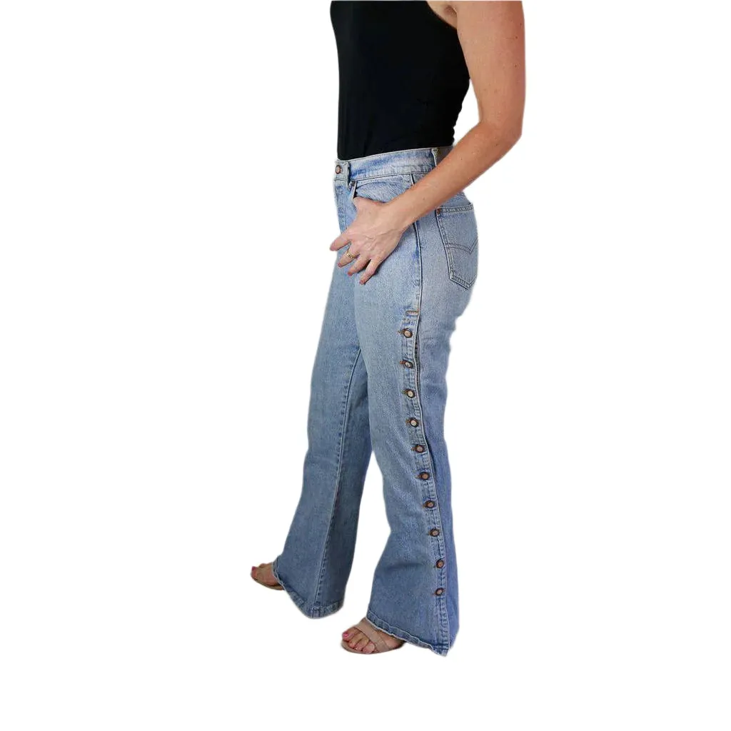 Australian Kerry McGee Vintage 1980's Button Leg Flared Jeans- Suit Size 10