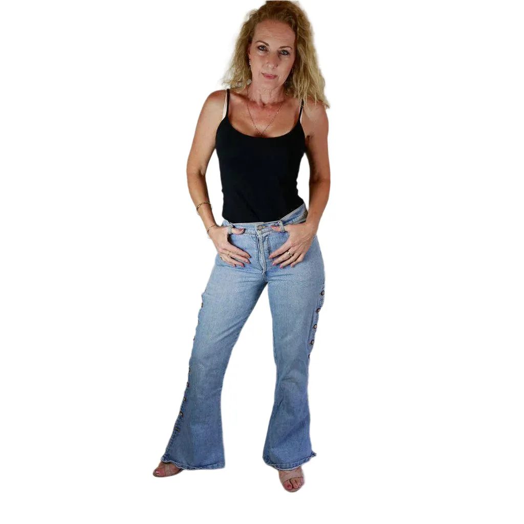Australian Kerry McGee Vintage 1980's Button Leg Flared Jeans- Suit Size 10