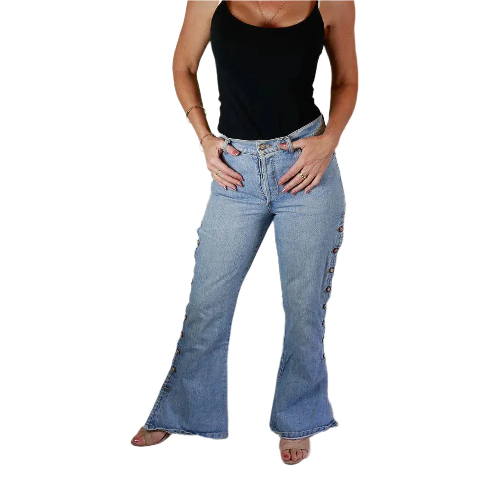 Australian Kerry McGee Vintage 1980's Button Leg Flared Jeans- Suit Size 10