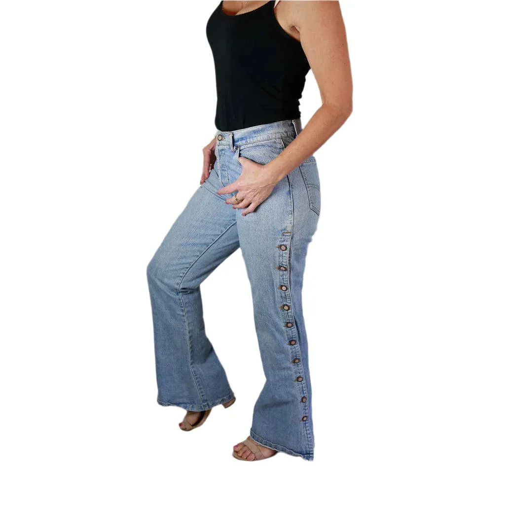 Australian Kerry McGee Vintage 1980's Button Leg Flared Jeans- Suit Size 10