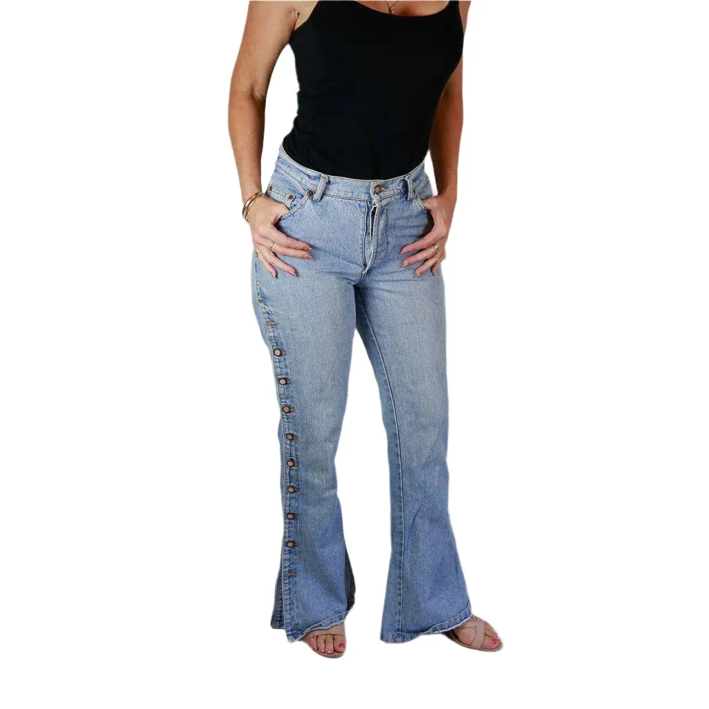 Australian Kerry McGee Vintage 1980's Button Leg Flared Jeans- Suit Size 10