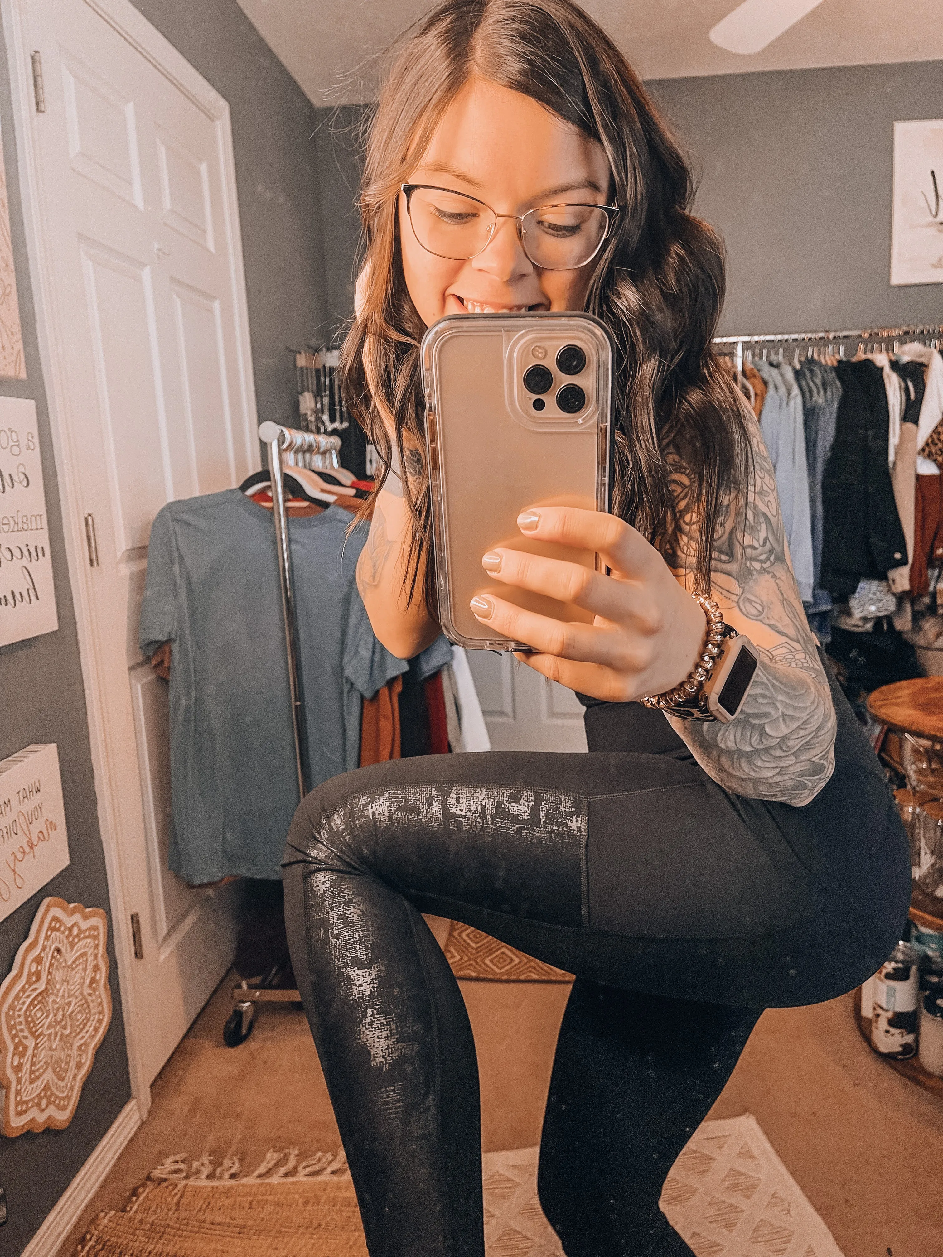 Black Crackle High Waisted Leggings