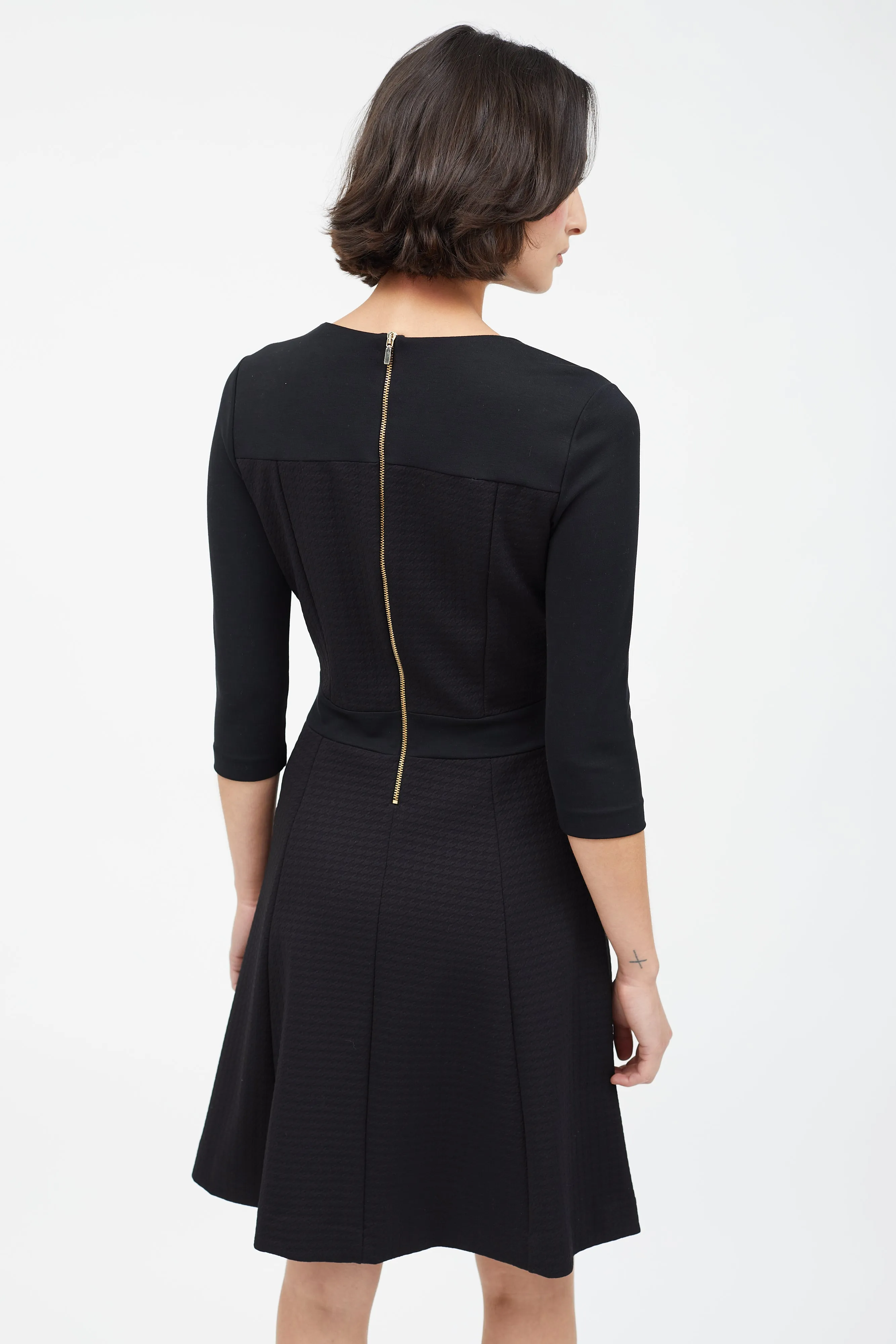 Black Tonal Houndstooth Dress