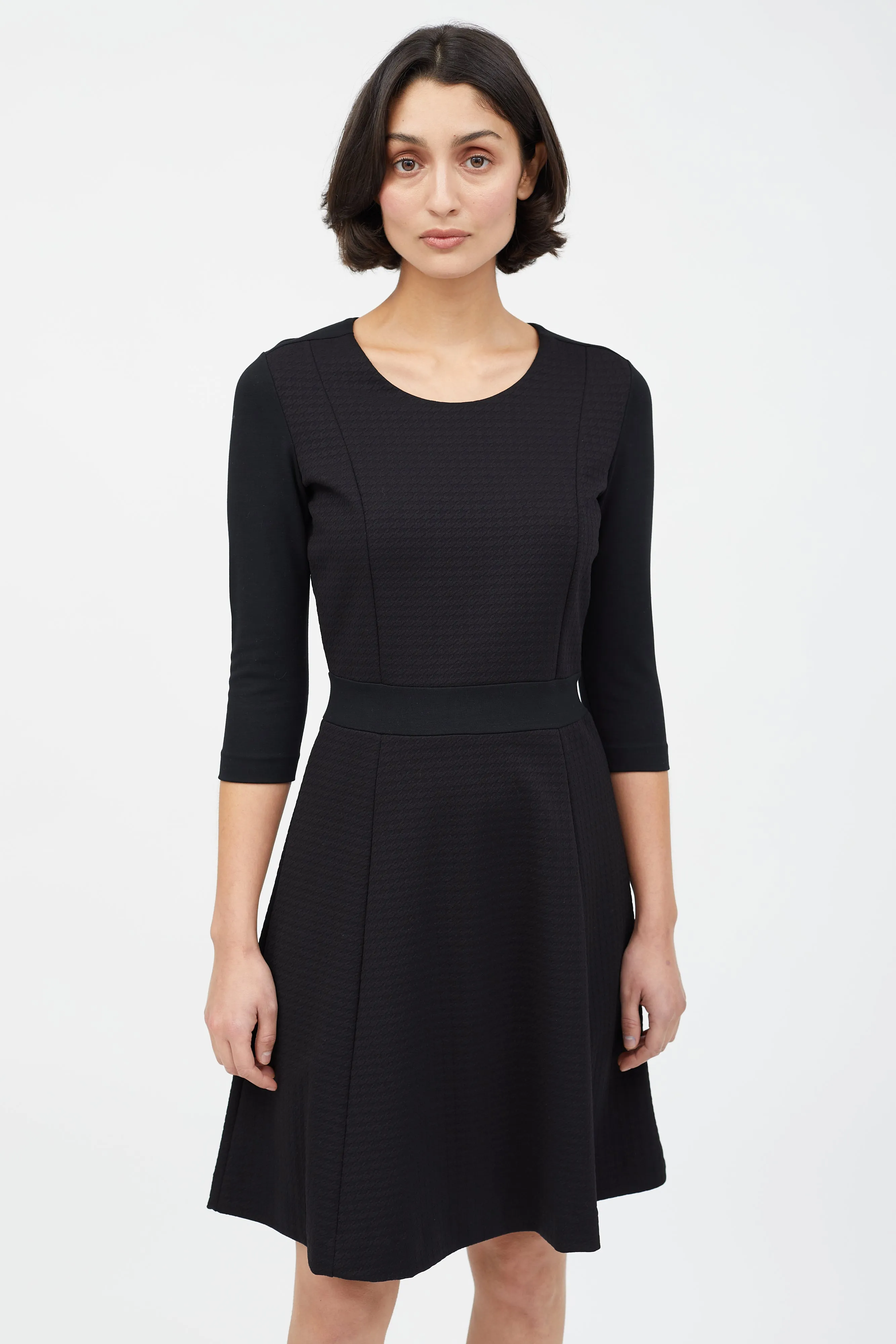 Black Tonal Houndstooth Dress
