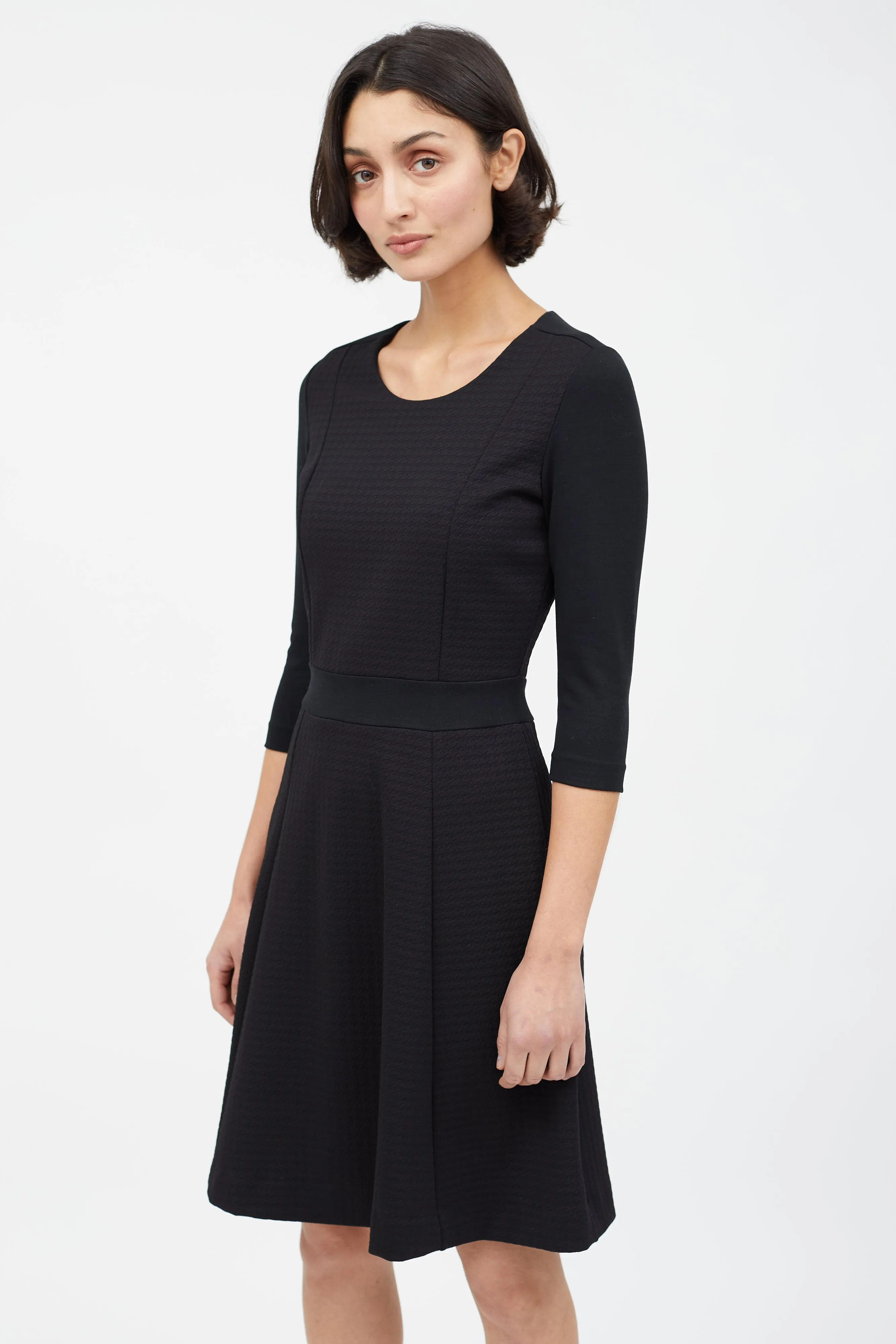Black Tonal Houndstooth Dress
