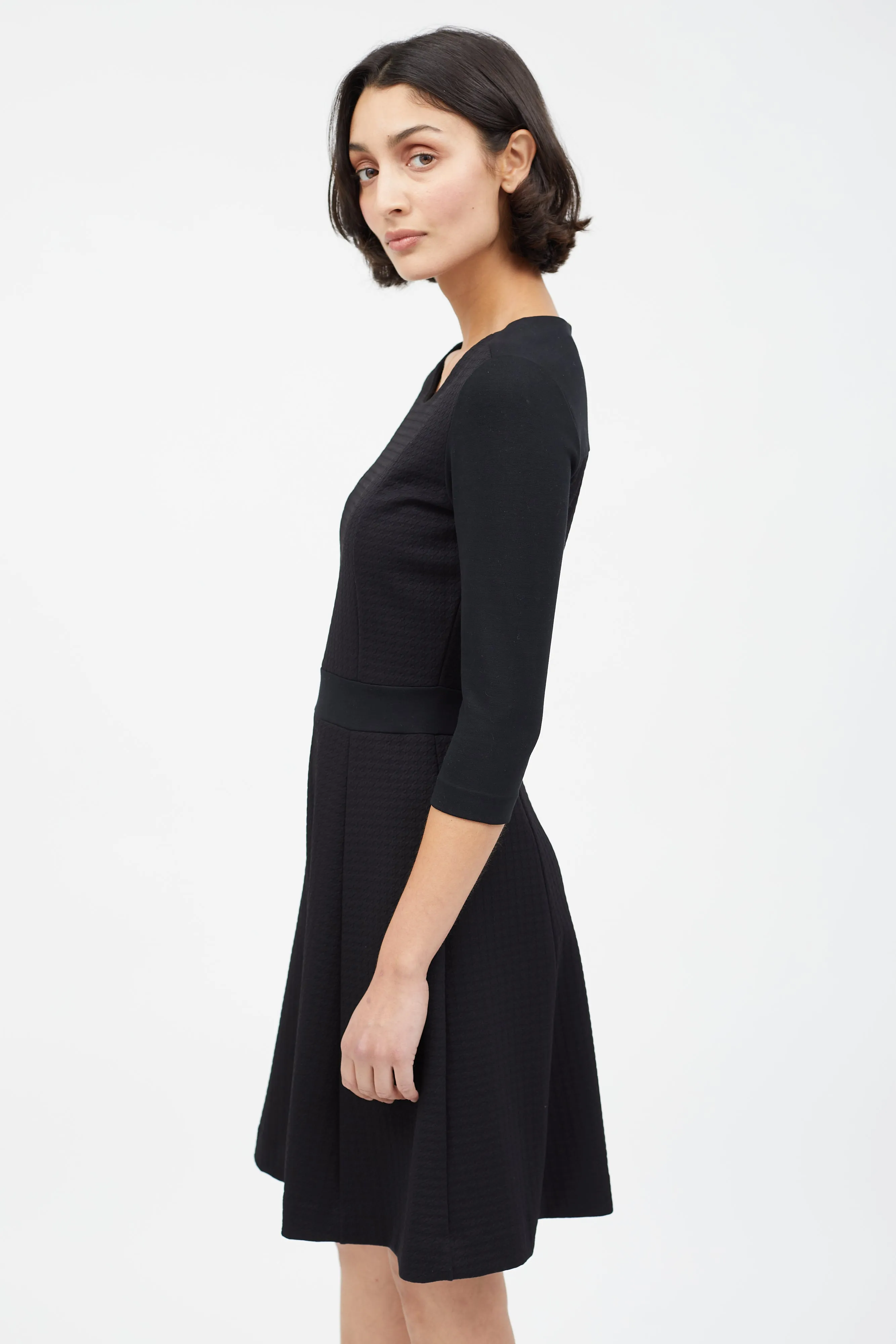 Black Tonal Houndstooth Dress