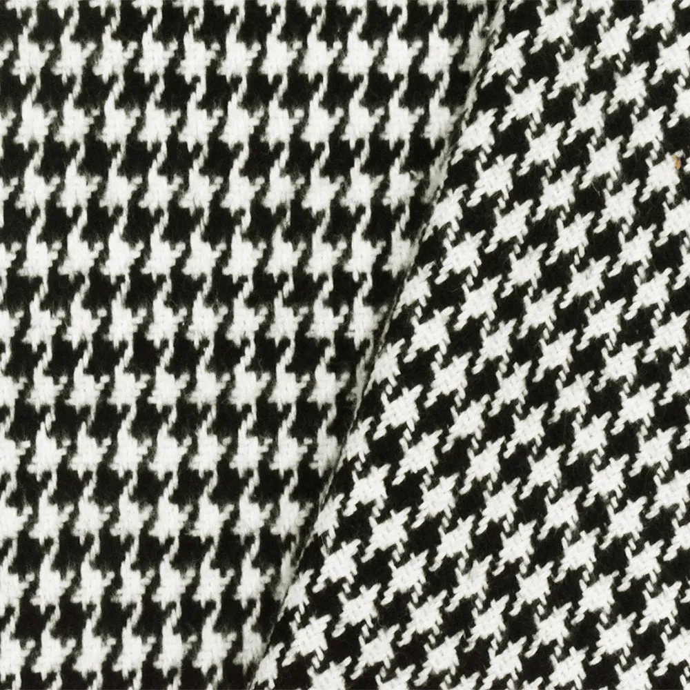 Black-White Famous Designer Houndstooth Brushed Jacketing Woven Fabric