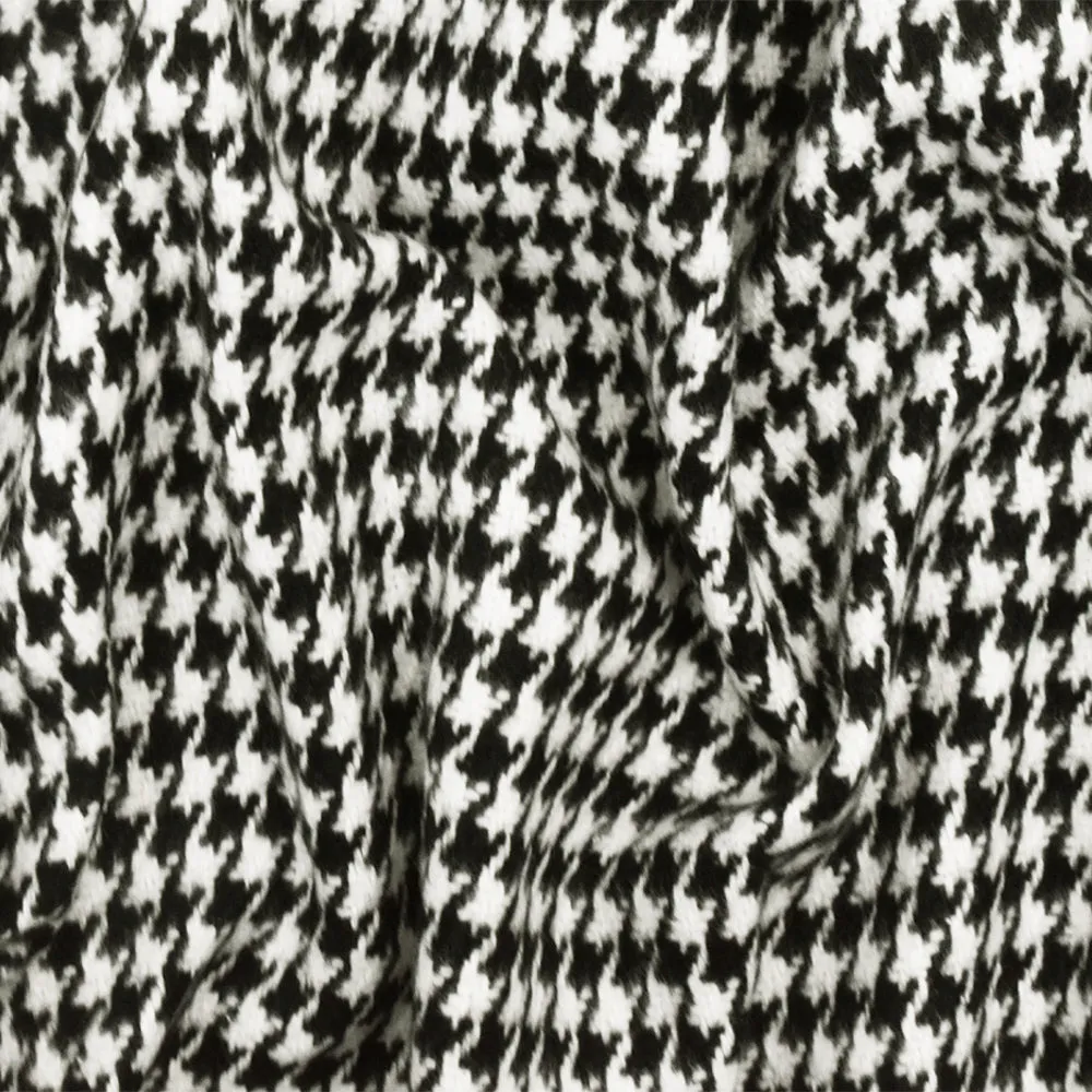 Black-White Famous Designer Houndstooth Brushed Jacketing Woven Fabric