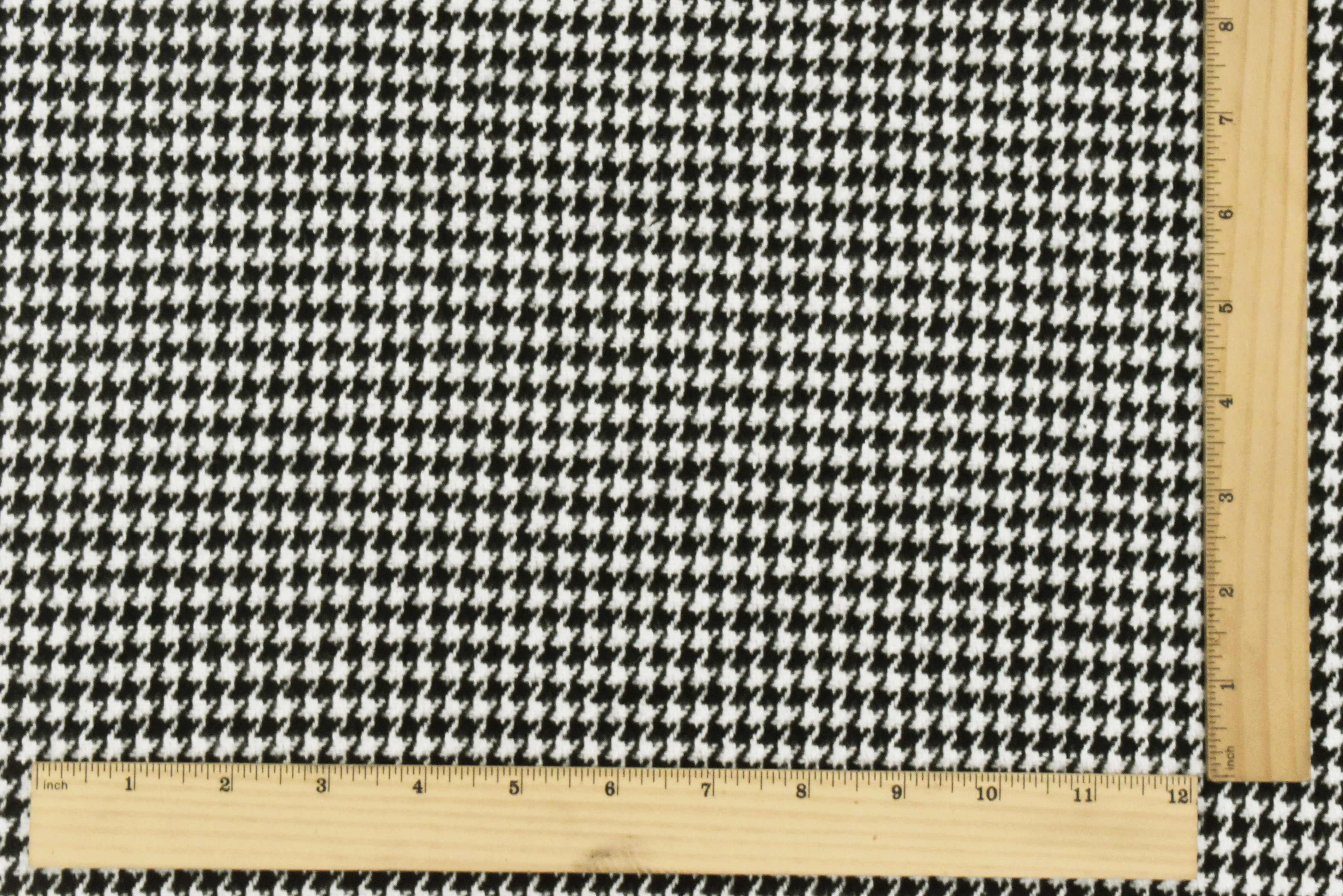Black-White Famous Designer Houndstooth Brushed Jacketing Woven Fabric