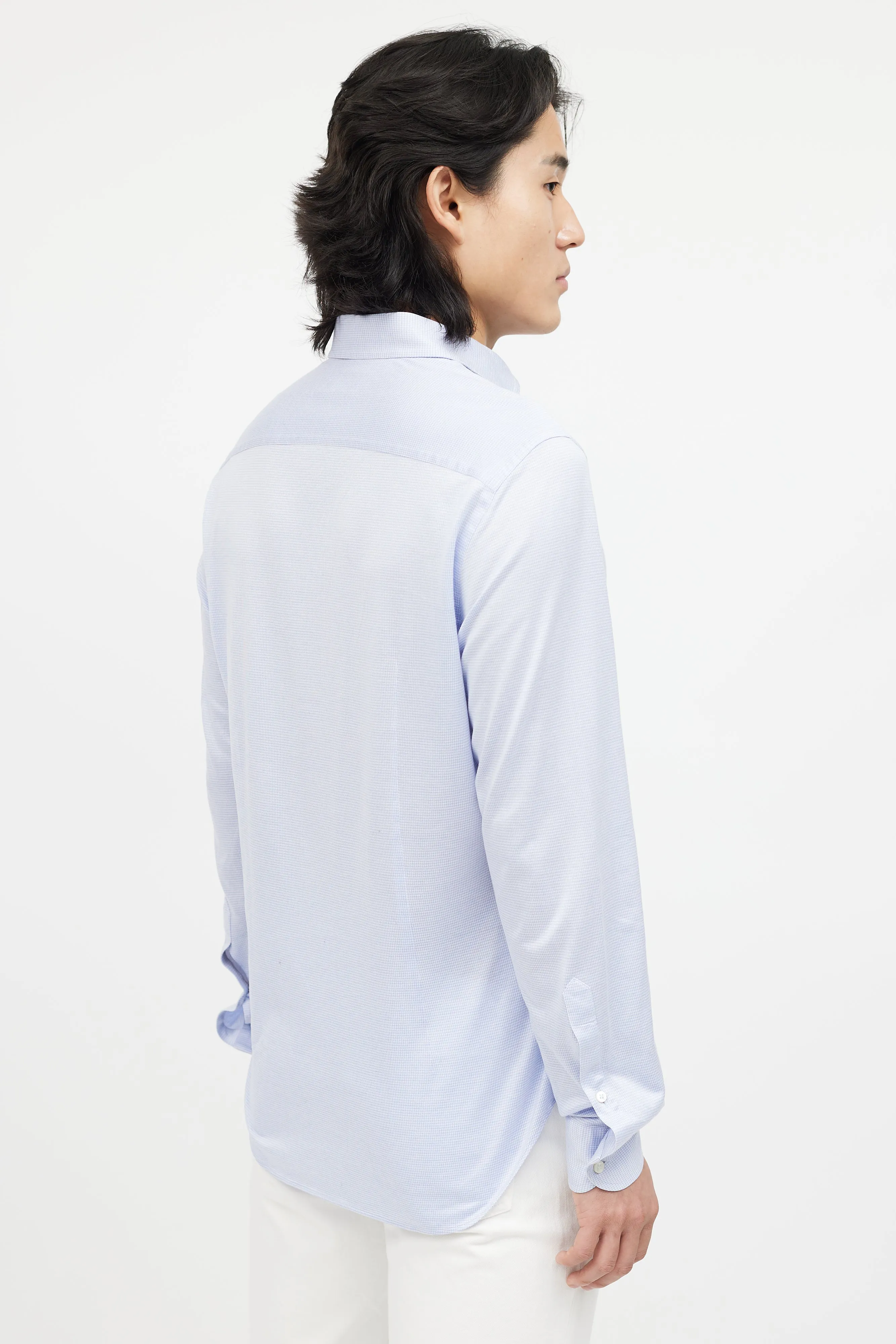 Blue & White Houndstooth Shirt
