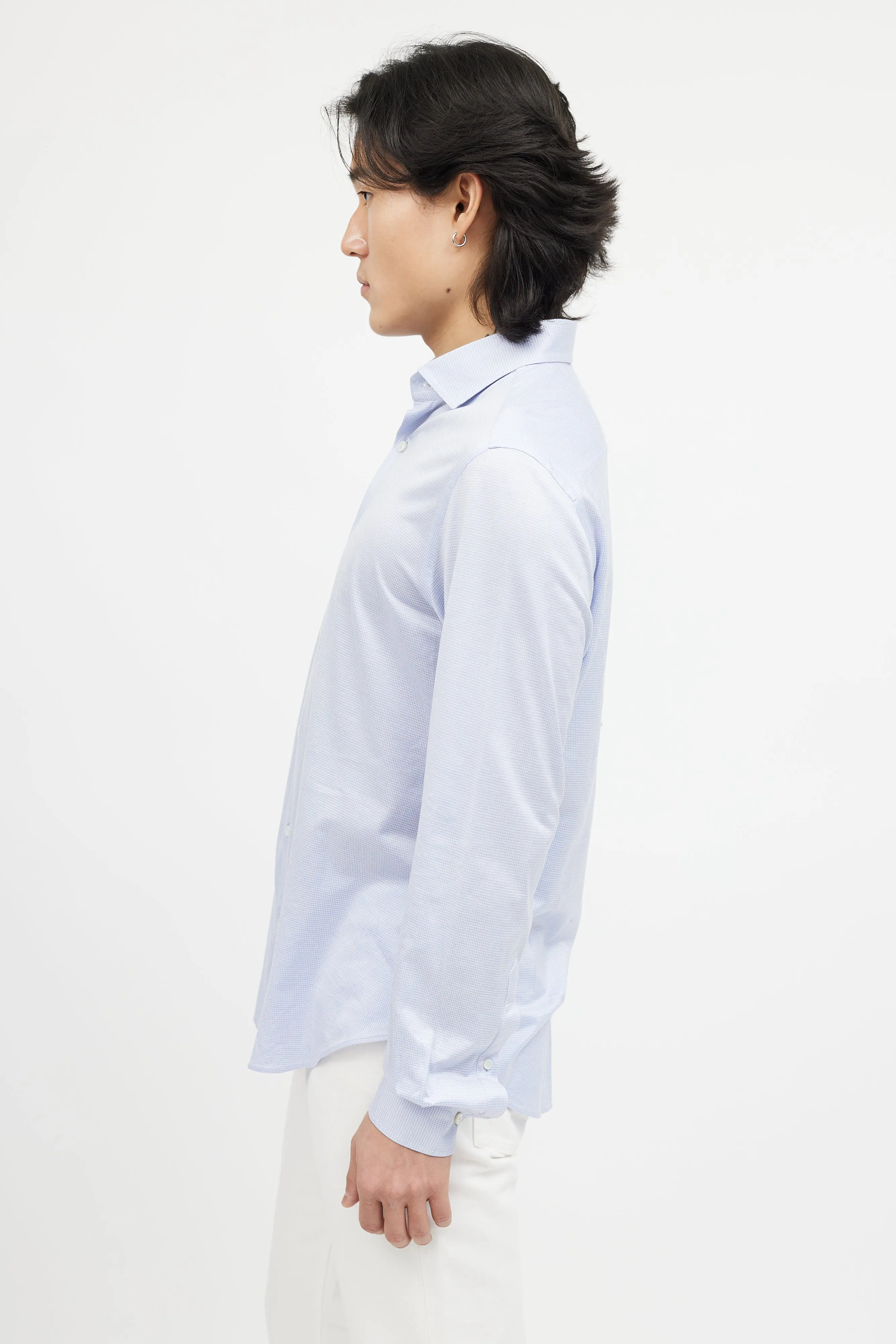 Blue & White Houndstooth Shirt