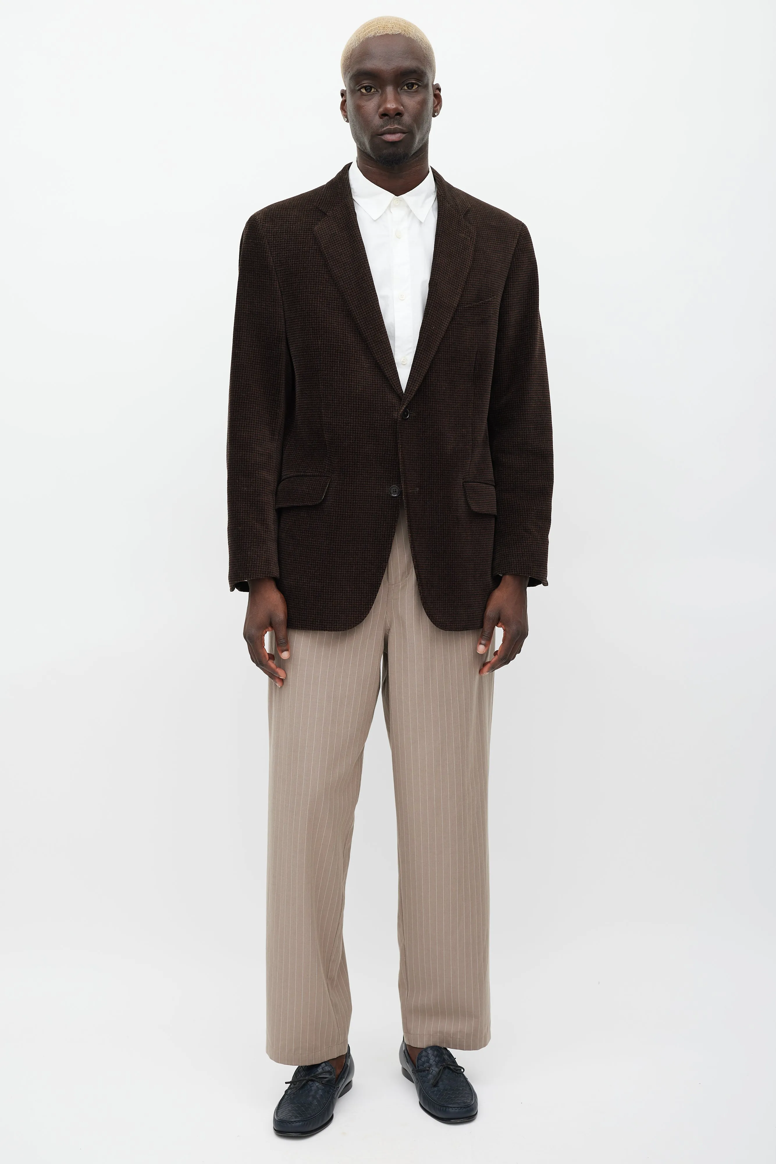 Brown & Black Velour Houndstooth Blazer
