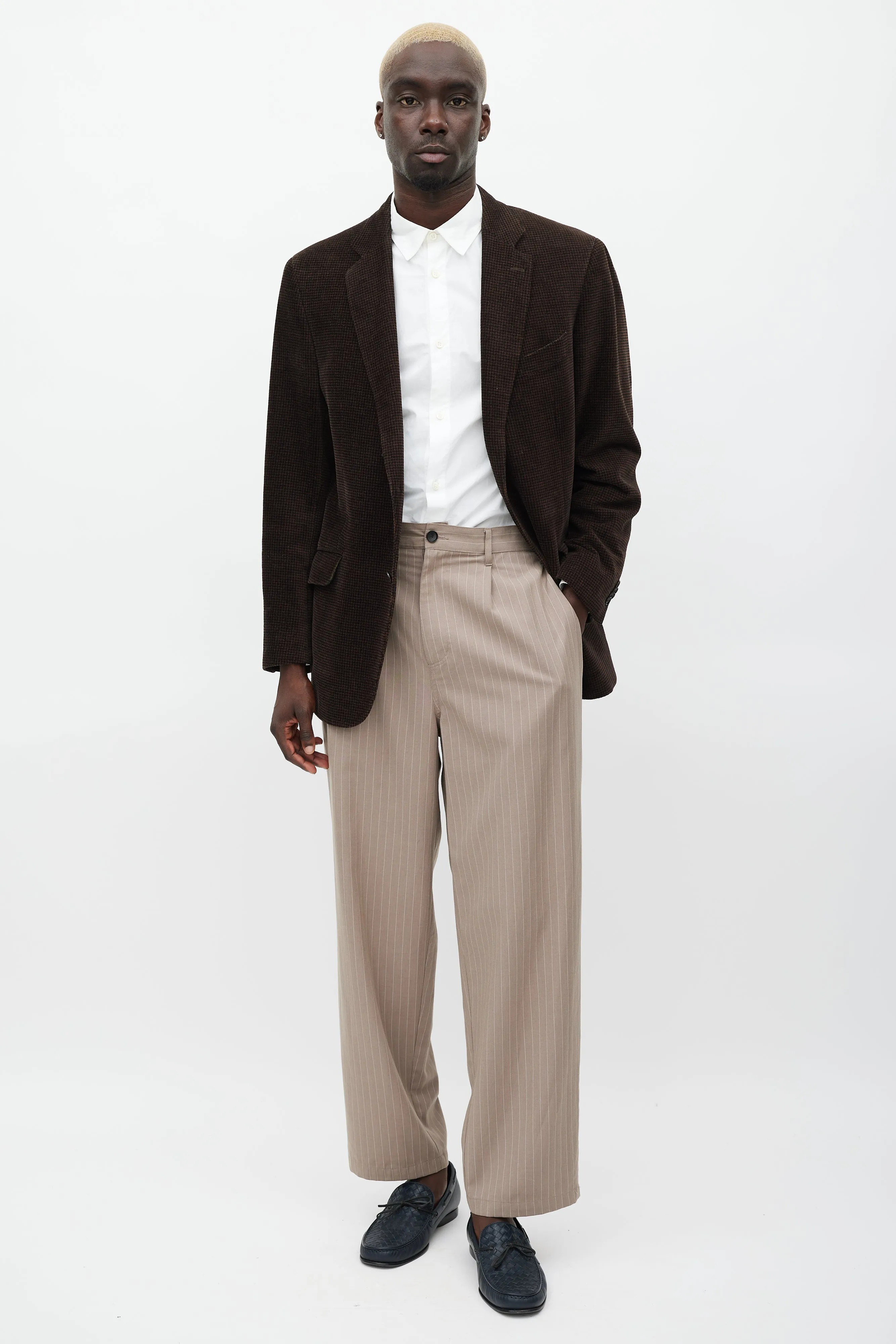 Brown & Black Velour Houndstooth Blazer