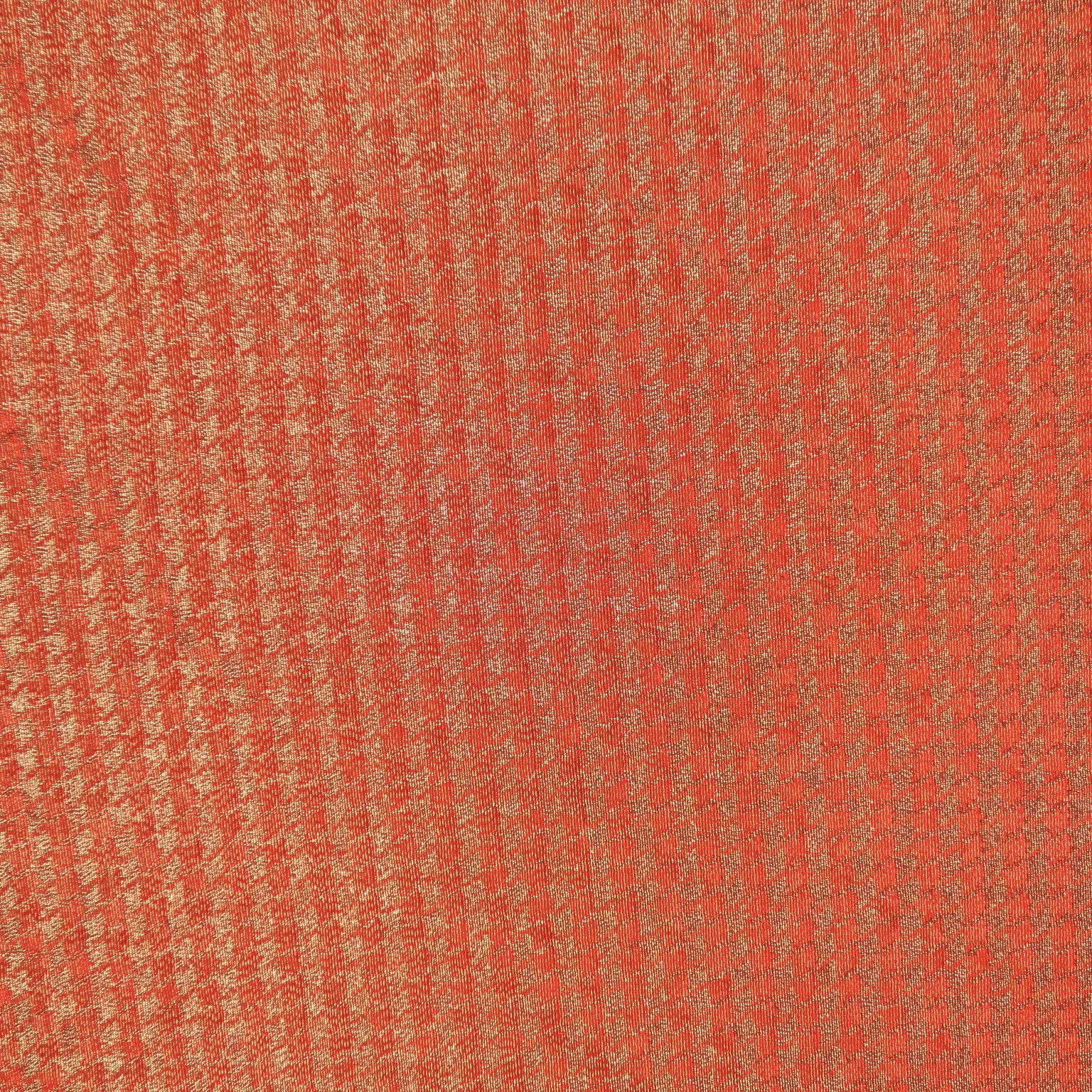 Burnt Orange and Gold Lurex Thread Houndstooth Brocade Fabric