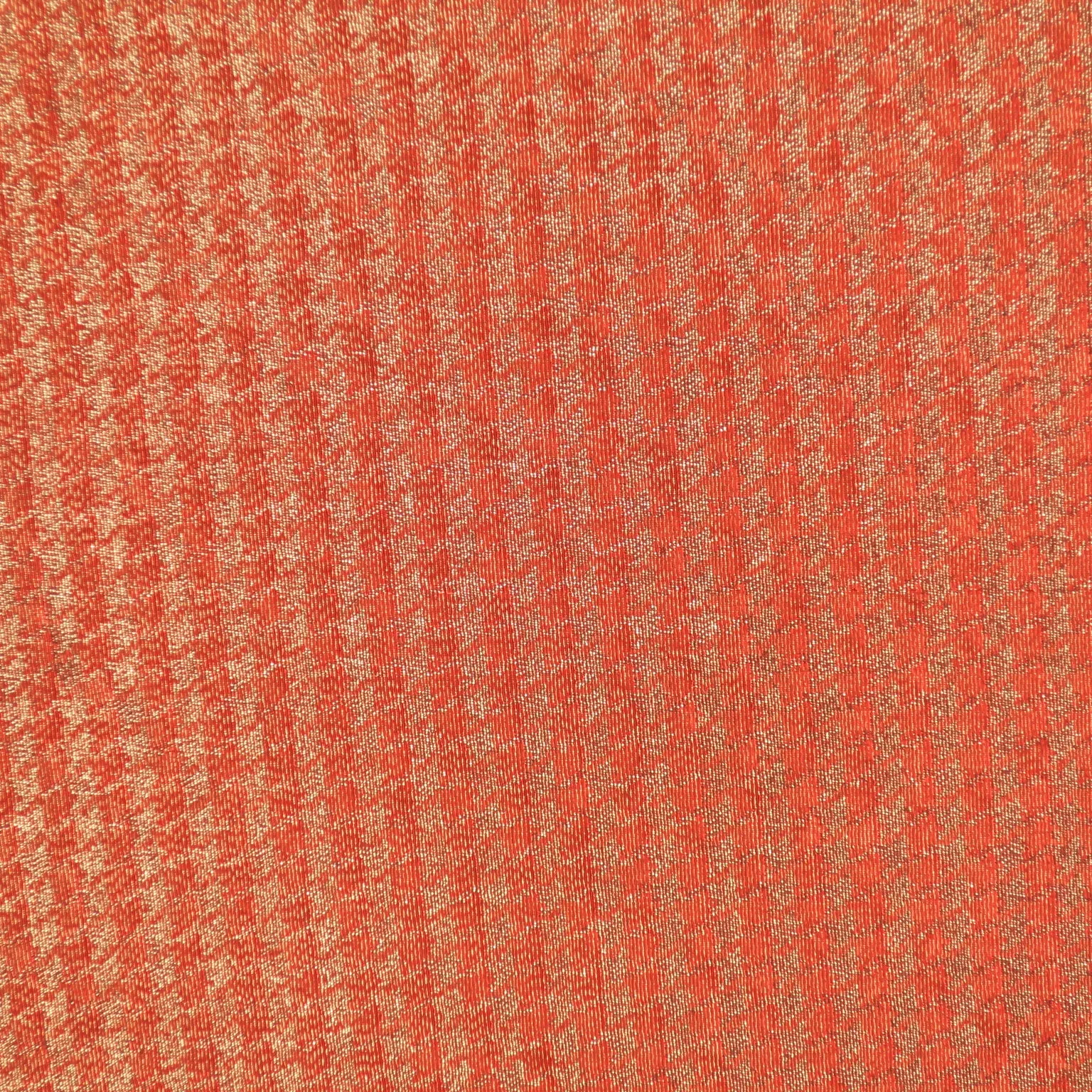 Burnt Orange and Gold Lurex Thread Houndstooth Brocade Fabric