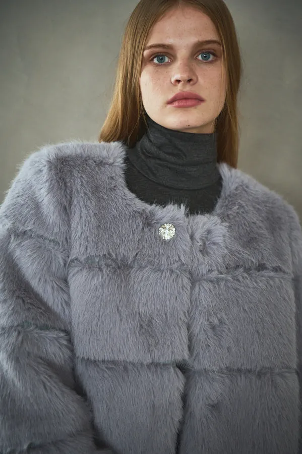 Coco Faux Fur Coat <br>-Blue.gry-