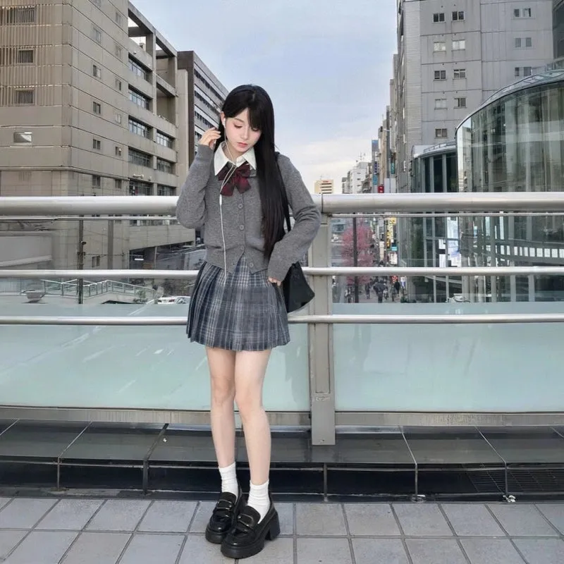 Cute College Style Printed High-Waisted JK Skirt
