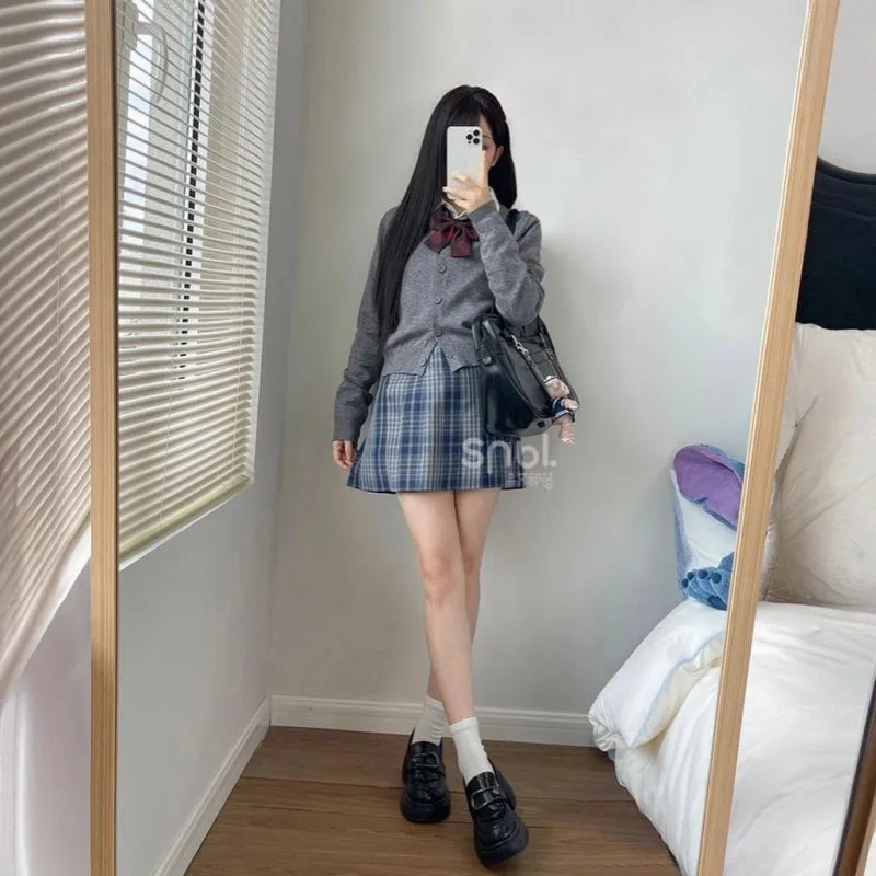 Cute College Style Printed High-Waisted JK Skirt
