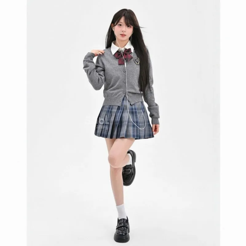 Cute College Style Printed High-Waisted JK Skirt