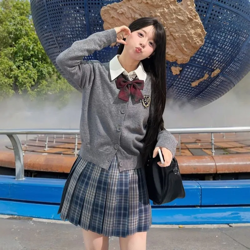 Cute College Style Printed High-Waisted JK Skirt