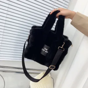 Designer Faux Fur Plush Tote Bag