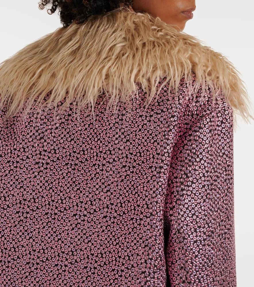 Dries Van Noten Faux fur-trimmed embellished jacket