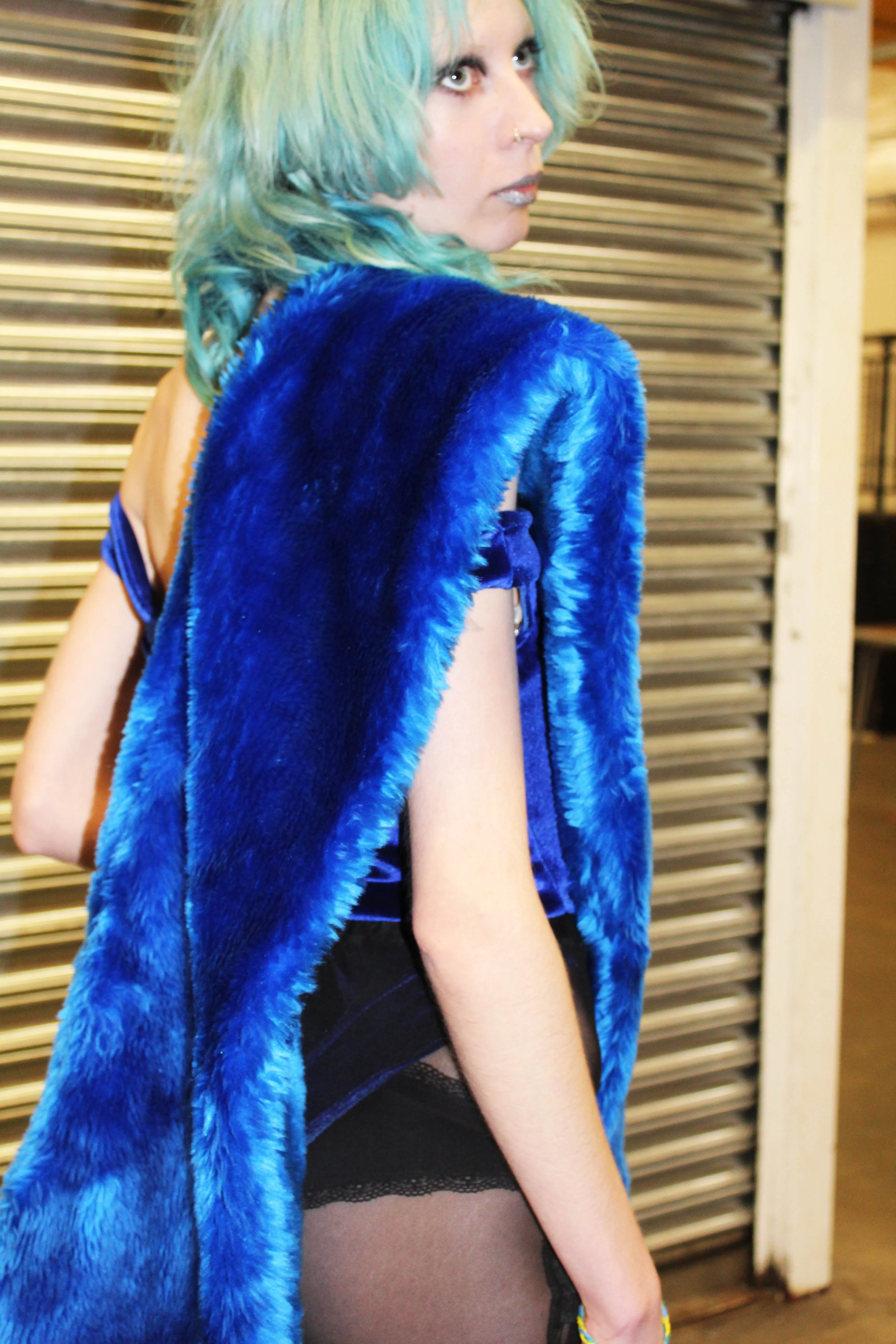 'Electric Blue' faux fur wrap scarf