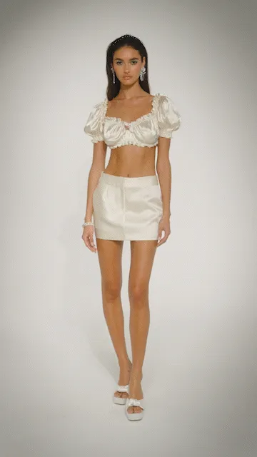 Elle Satin Mini Skirt (White) (Final Sale)