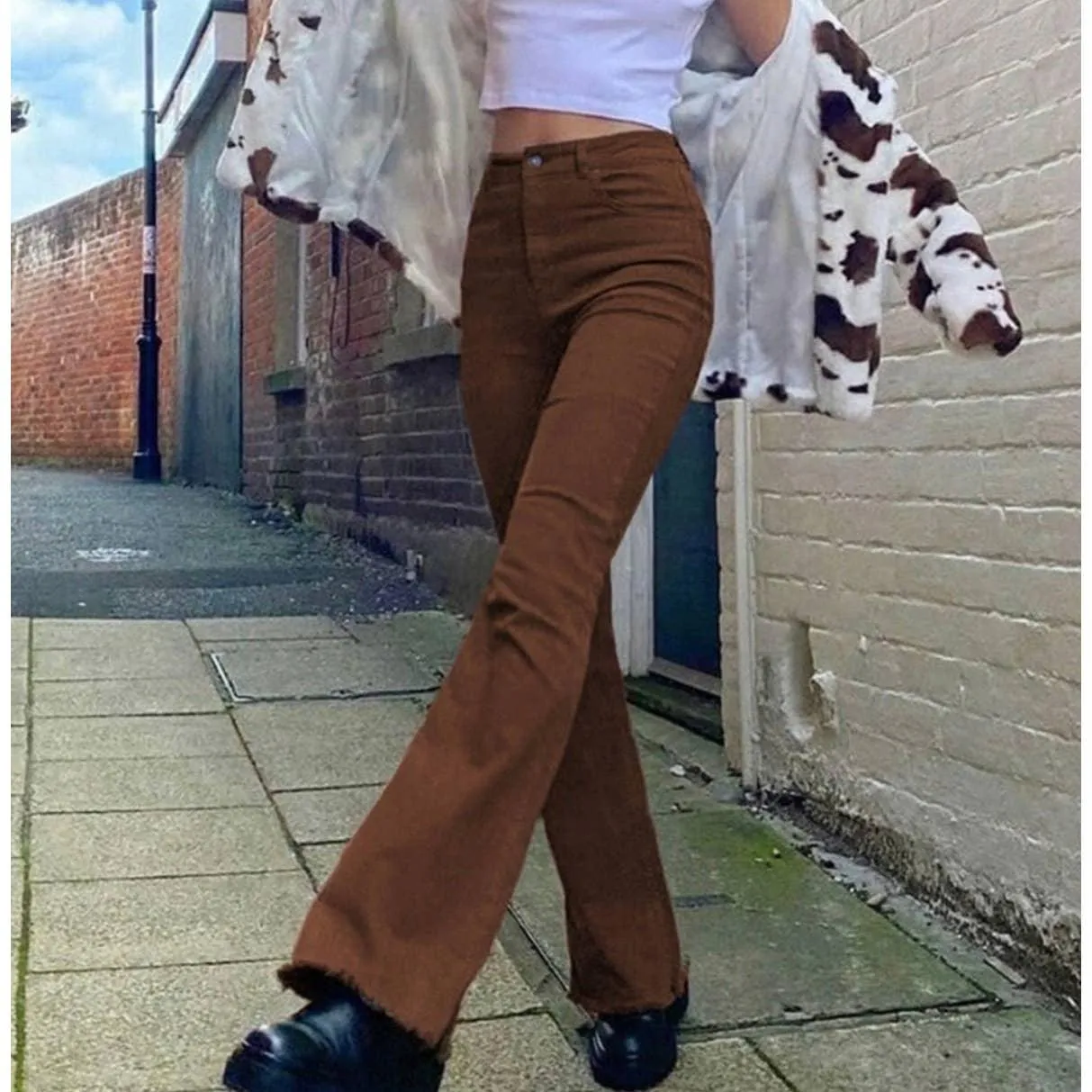 Free People x Sandrine Rose Super Flare Jeans Pants Sz 25 Burnt