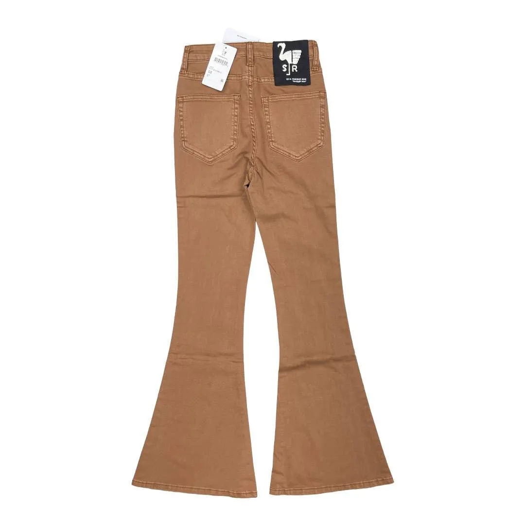 Free People x Sandrine Rose Super Flare Jeans Pants Sz 25 Burnt
