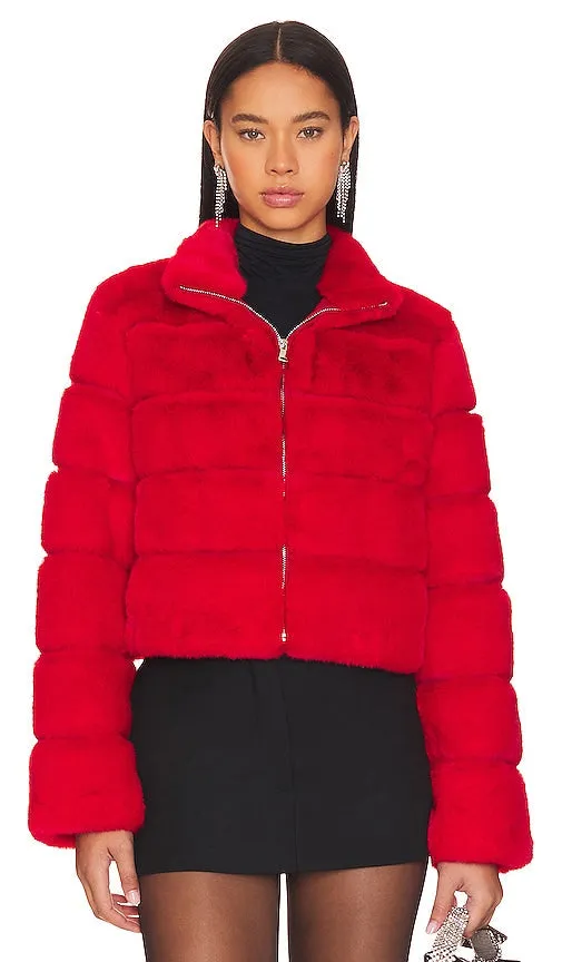 Generation Love Tala Faux Fur Jacket in Red