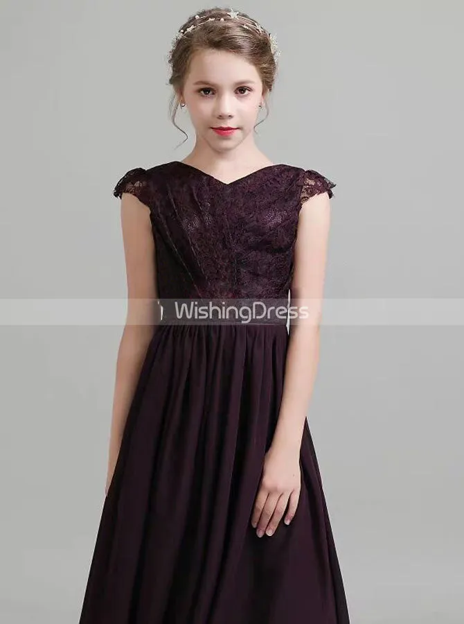 Grape Junior Bridesmaid Dresses,Chiffon Dress for Teens,JB00063