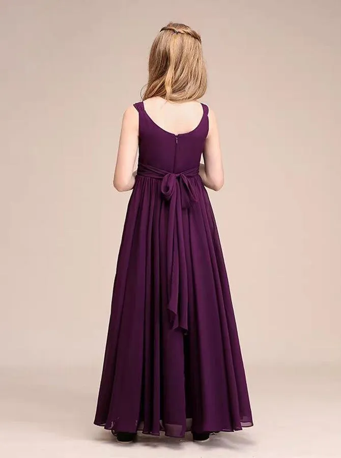 Grape Junior Bridesmaid Dresses,Chiffon Long Junior Bridesmaid Dress,JB00008