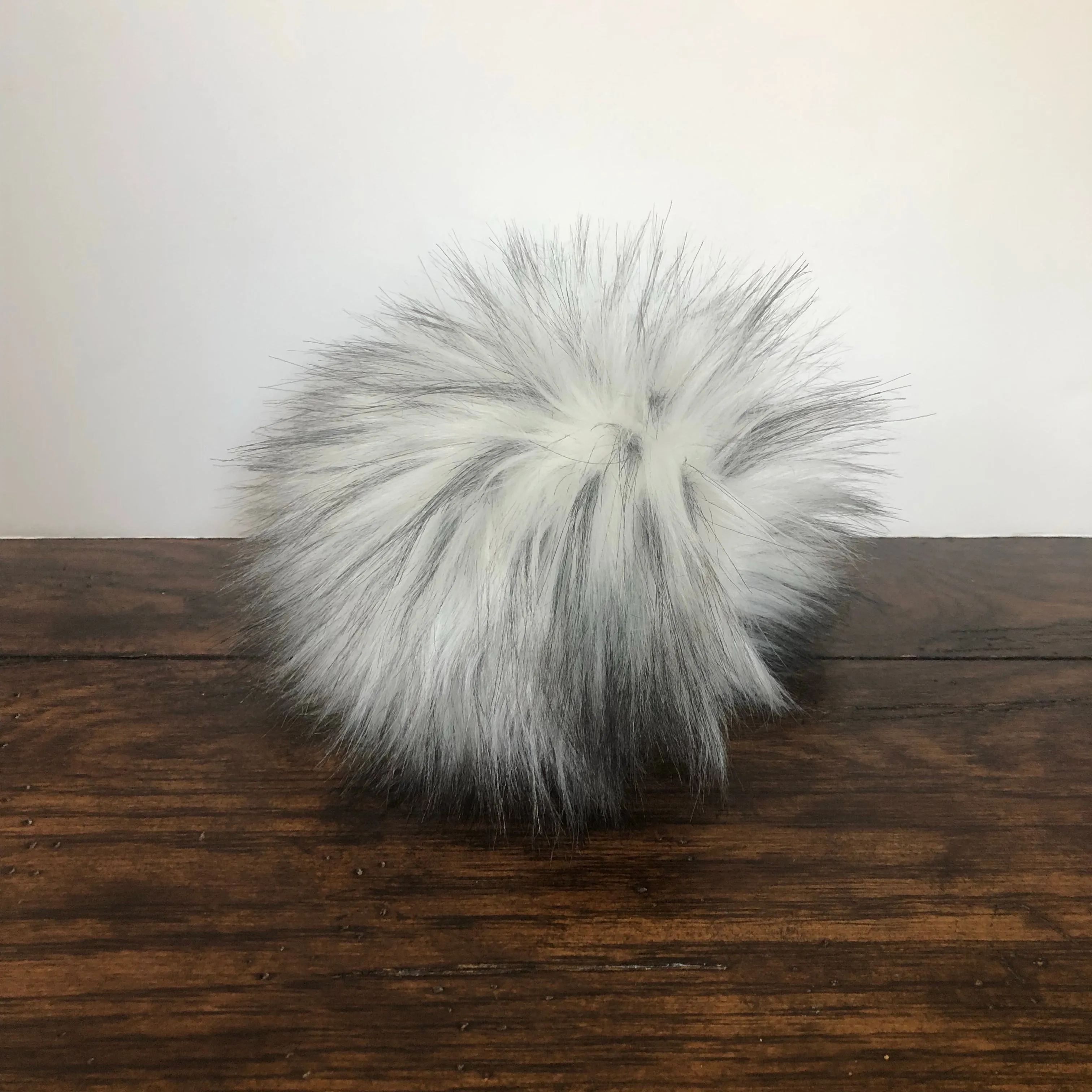 Gray Faux Fur Pom Pom