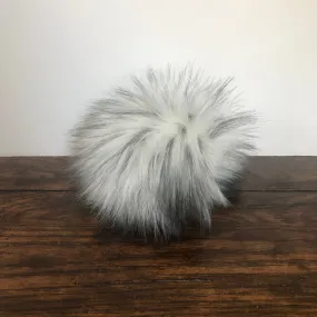 Gray Faux Fur Pom Pom