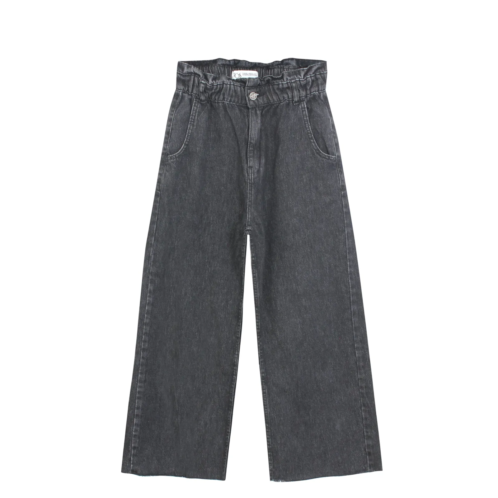 Grey Flared Scrunch Waist Jeans