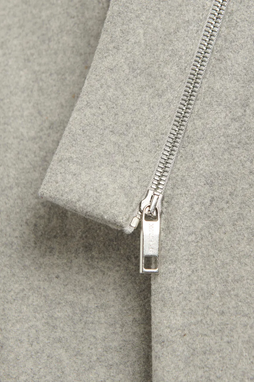 Grey Zip Detail Wool Mix Preowned Crombie Coat