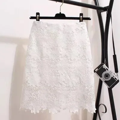 High Waisted Hollow Out Lace Skirt