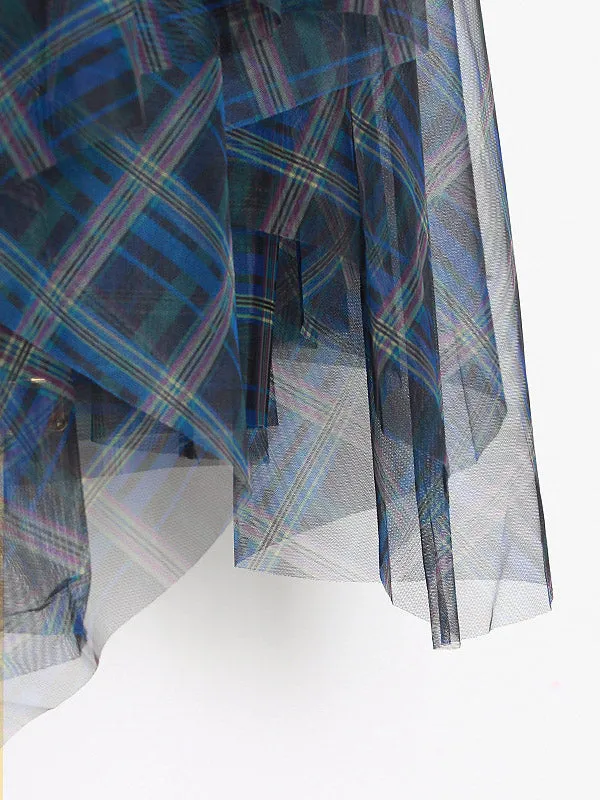 High-Waisted Plaid Irregularity Loose Skirts Bottoms
