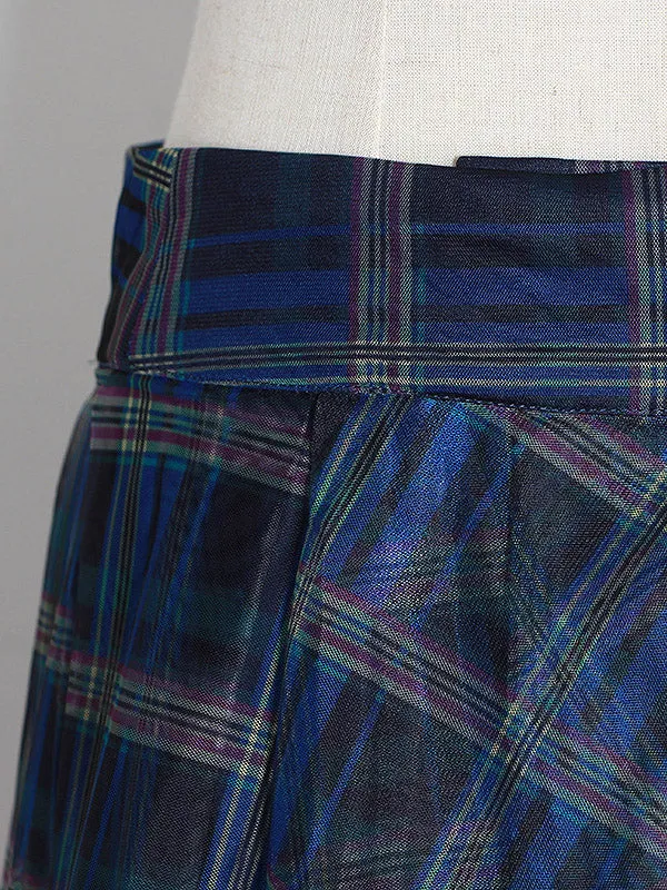 High-Waisted Plaid Irregularity Loose Skirts Bottoms
