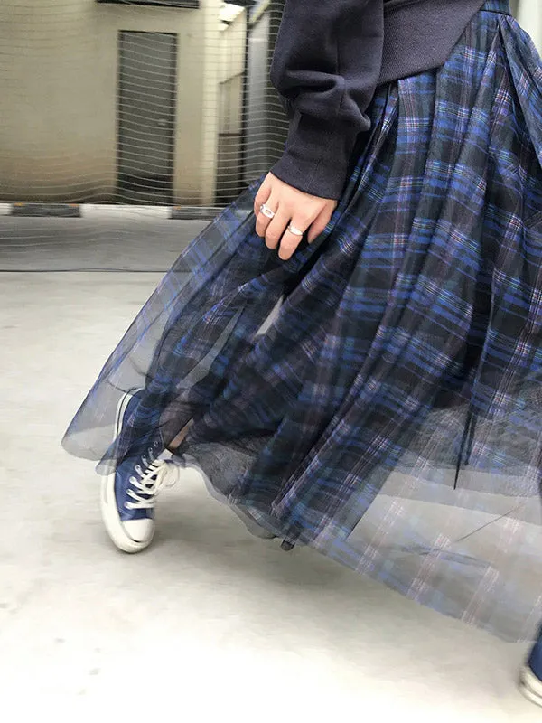 High-Waisted Plaid Irregularity Loose Skirts Bottoms