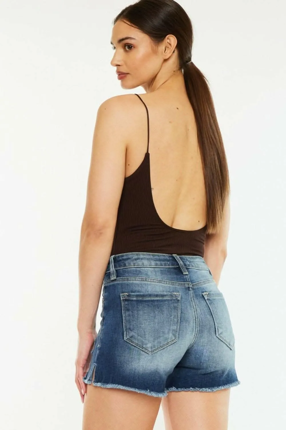 Kancan high-waisted denim shorts
