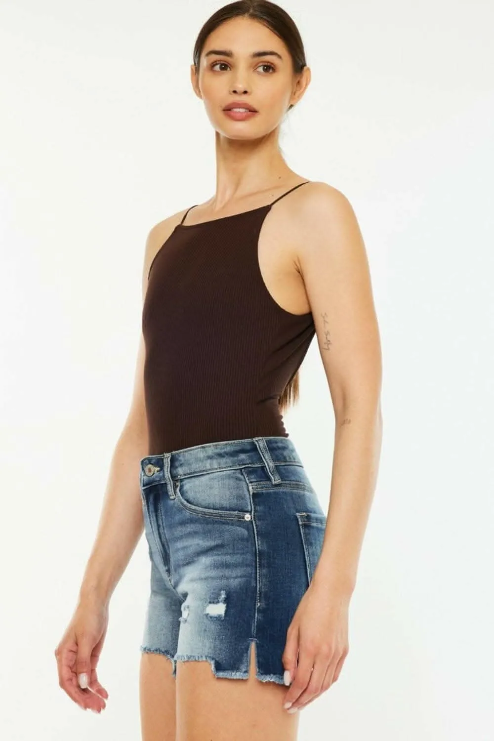Kancan high-waisted denim shorts