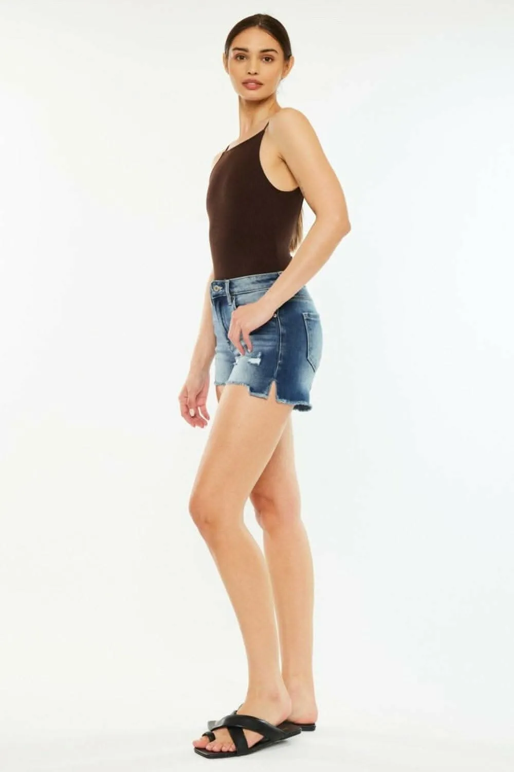 Kancan high-waisted denim shorts