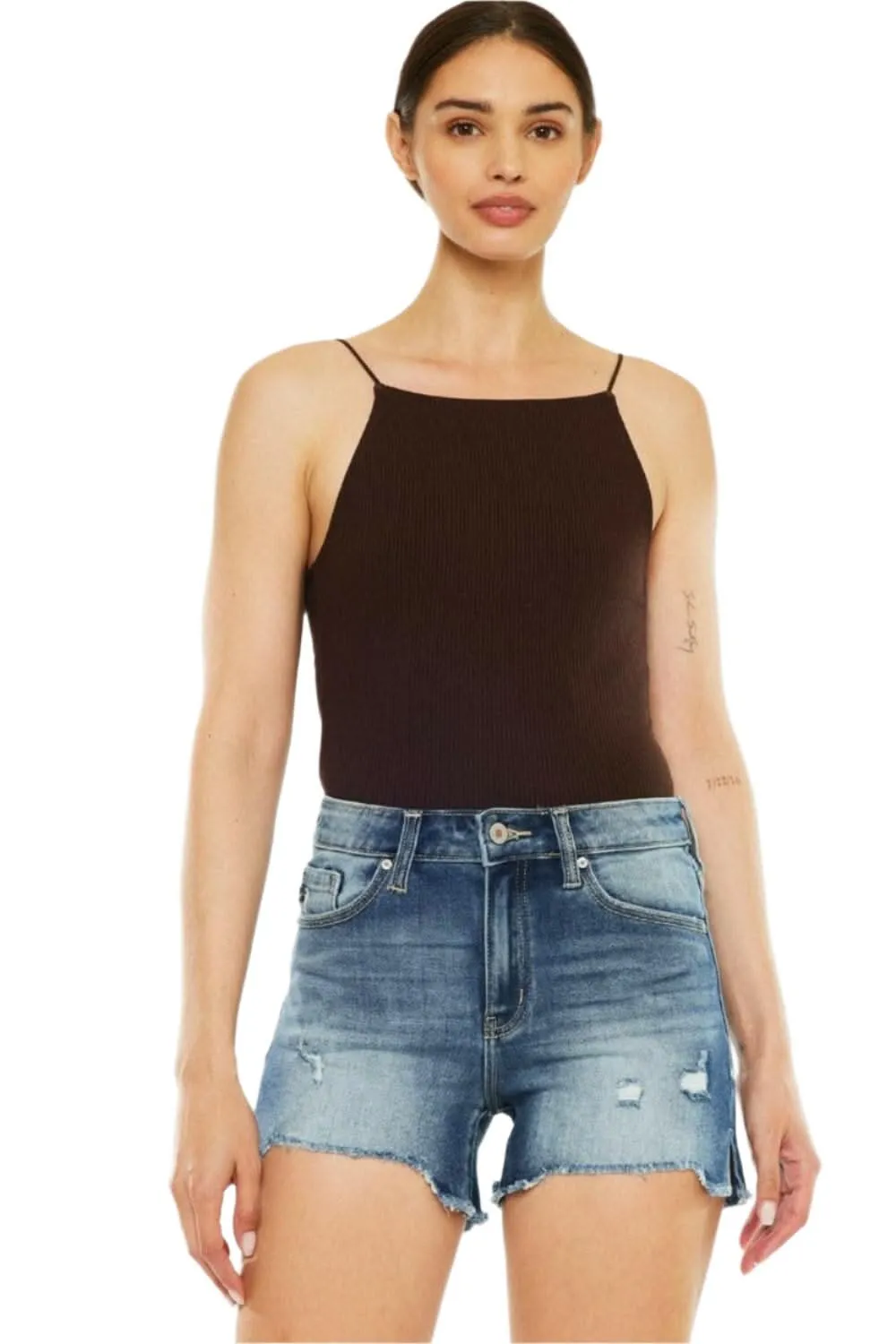 Kancan high-waisted denim shorts
